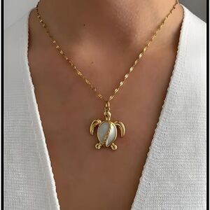 Gold Plated Nautilus Turtle Pendant Necklace